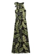 Banana Republic Womens Palm Print Tie-neck Maxi Dress Floral Size M