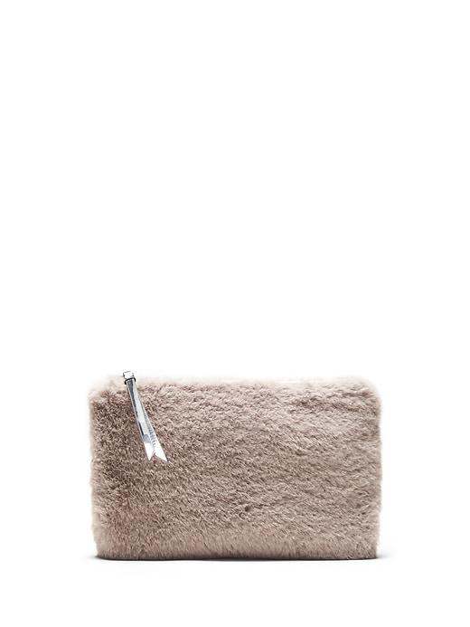 Banana Republic Womens Faux Fur Medium Zip Pouch Light Gray Size One Size