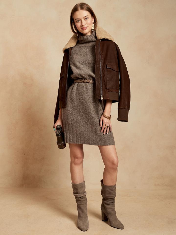 Mock-neck Sweater Dress