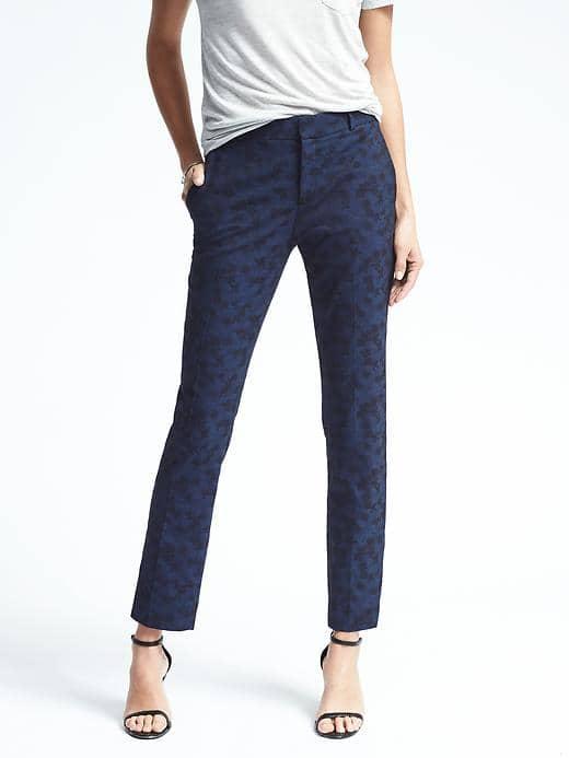 Banana Republic Ryan Fit Slim Lightweight Wool Camo Floral Pant - Navy Camo