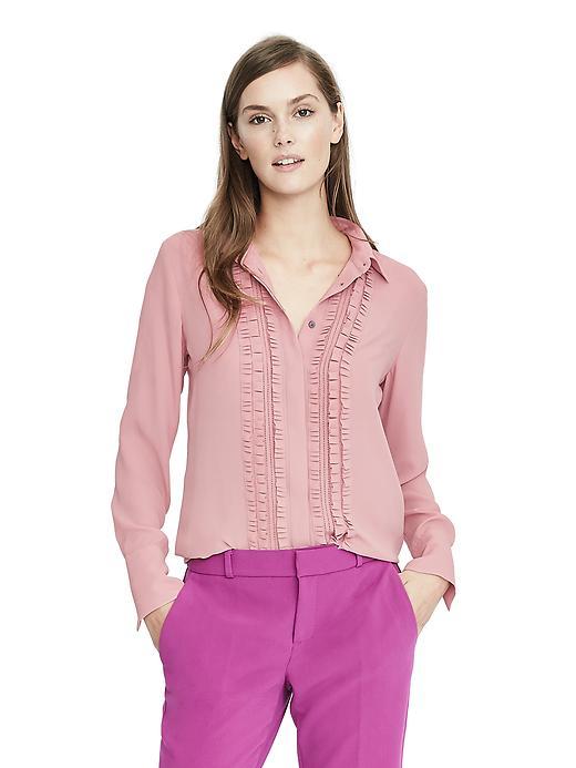 Banana Republic Womens Dillion Fit Ruffle Placket Blouse - Passion Rose