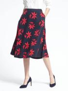 Banana Republic Womens Floral Flare Skirt - Navy Combo