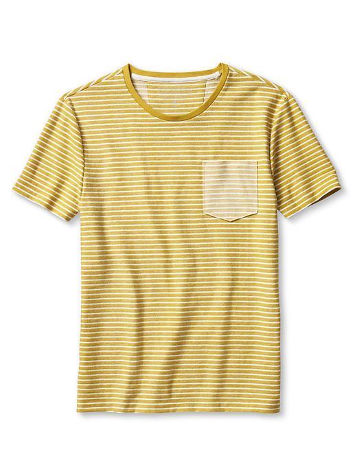 Banana Republic Mens Stripe Pocket Tee Size L Tall - Gold Lichen