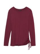 Banana Republic Womens Soft Stretch Ruche-side T-shirt Sour Cherry Red Size Xs