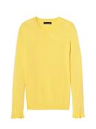 Banana Republic Womens Italian Superloft Ruffle Cuff Crew - Yellow Buttercup