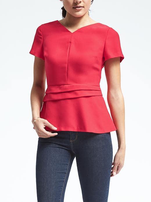 Banana Republic Womens Easy Care Fold Waist Top - Heartthrob