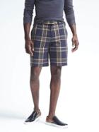 Banana Republic Mens Aiden Fit Large Check Short - Navy Star