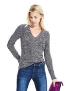Banana Republic Womens Marled Cable Knit Pullover Sweater - Navy