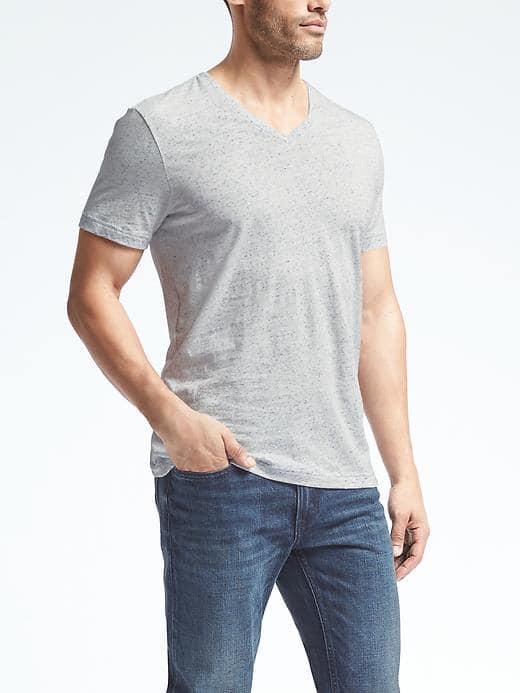 Banana Republic Mens Short Sleeve Soft Wash Vee - Navy Vogue