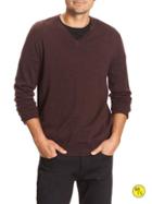 Banana Republic Mens Factory Merino Vee Pullover Size L - Deep Burgundy