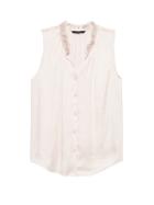 Banana Republic Womens Soft Satin Ruffle-neck Shirt White Size M
