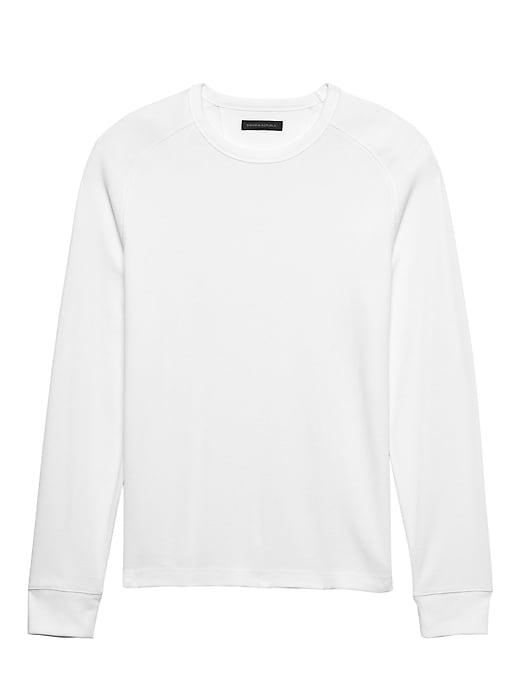 Banana Republic Mens Core Temp Waffle-knit Long-sleeve T-shirt White Size Xl