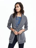Banana Republic Womens Belted Cashmere Cardigan Size L - Dark Charcoal Heather
