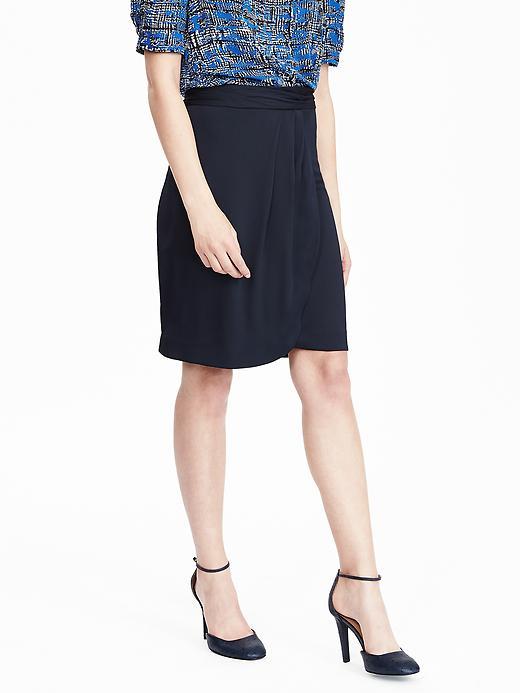 Banana Republic Womens Ruched Tulip Skirt Size 0 Petite - Navy Combo