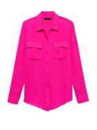 Banana Republic Womens Petite Dillon Classic-fit Utility Shirt Hot Pink Size Xs