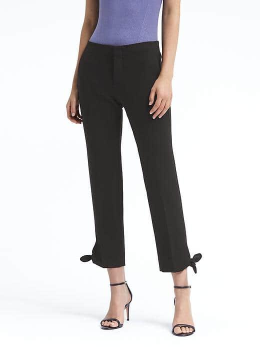 Banana Republic Womens Avery Fit Tie Hem Pant - Black