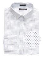 Banana Republic Mens New Slim-fit Tech-stretch Cotton Cross Print Shirt White Size Xxl