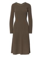 Banana Republic Womens Tie-back Rib-knit Midi Dress Olive Size Xs