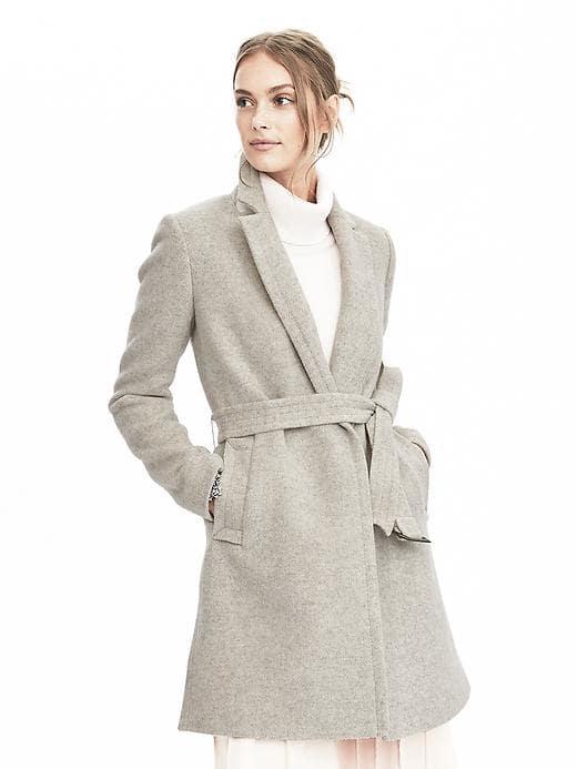 Banana Republic Long Wrap Coat - Oatmeal