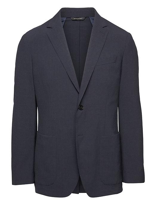 Banana Republic Mens Standard Smart-weight Performance Wool Blend Seersucker Suit Jacket Navy Size 34