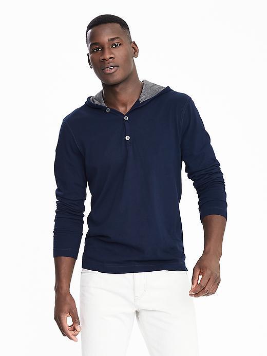 Banana Republic Mens Soft Wash Hoodie Size L Tall - Navy