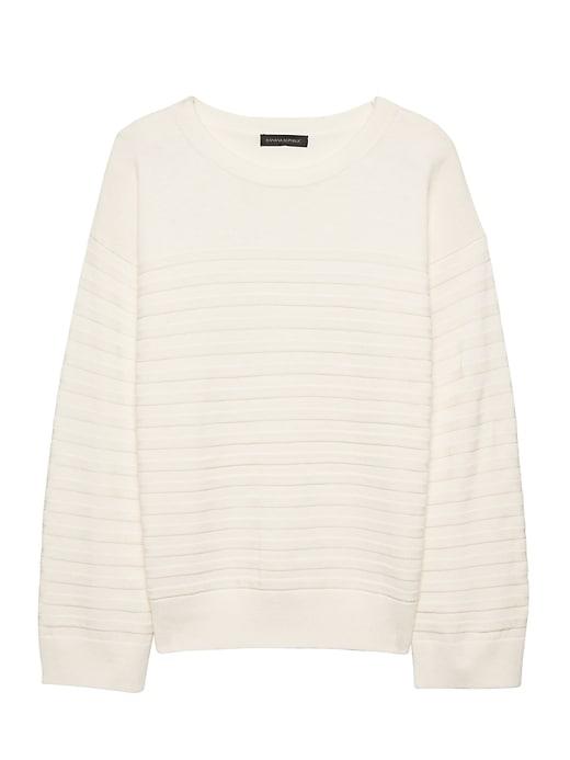Banana Republic Womens Washable Merino Wool Blend Mariner Stripe Sweater Ivory Size Xs