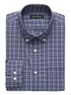 Banana Republic Mens New Slim-fit Tech-stretch Cotton Plaid Shirt Lilac Blush Size M