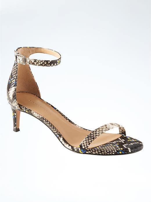 Banana Republic Bare Kitten Heel Sandal - Snake Effect Leather