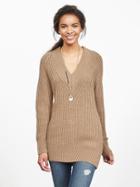 Banana Republic Womens Textured V Neck Sweater Tunic Size L - Tan