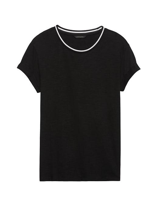 Banana Republic Womens Cotton-modal Roll-cuff Crew Black Size M