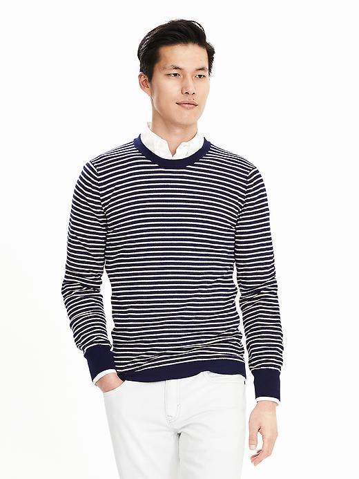 Banana Republic Mens Todd &amp; Duncan Stripe Cashmere Pullover Size L Tall - Blue