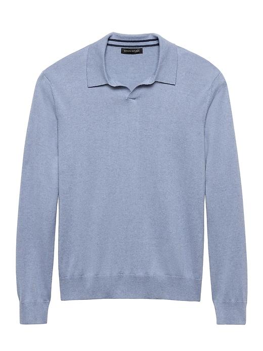 Banana Republic Mens Silk-cotton Cashmere Sweater Polo Shirt Blue Oxford Size Xxs