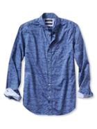 Banana Republic Mens Slim Fit Custom 078 Wash Camo Oxford Size L Tall - Blue