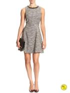 Banana Republic Womens Factory Textured Fit And Flare Dress Size 0 - Gray Tweed