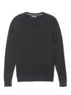 Banana Republic Mens Extra-fine Italian Merino Woolv-neck Sweater Black Size Xs
