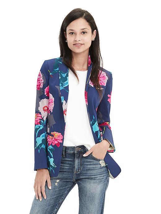 Banana Republic Gerber Daisy One Button Blazer Size 0 Petite - Pink