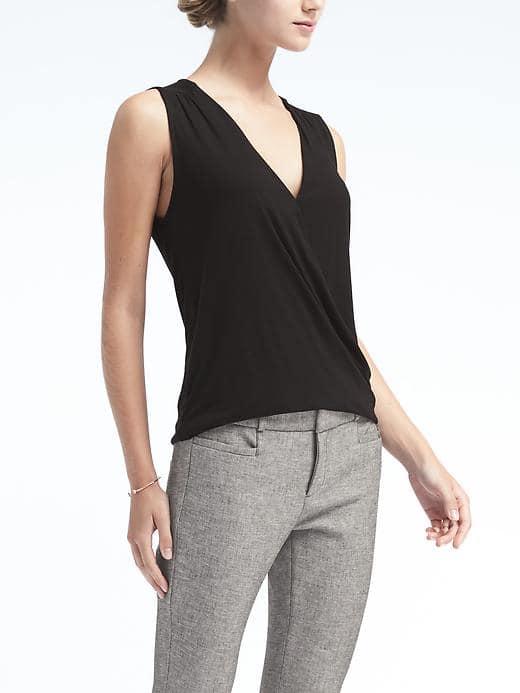 Banana Republic Womens Draped Wrap Effect Top - Black