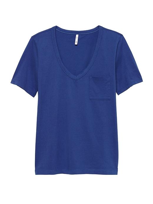 Banana Republic Womens Supima Cotton Pocket V-neck T-shirt Cobalt Size Xxs