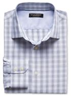 Banana Republic Slim Fit Non Iron Micro Check Shirt Size L Tall - Comet Blue