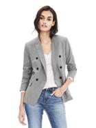 Banana Republic Womens Double Breasted Lightweight Wool Blazer - Light Heather Gray