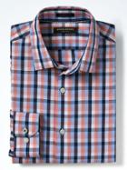 Banana Republic Mens Camden Fit Non Iron Micro Gingham Shirt - Red Carnival