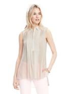 Banana Republic Womens Limited Edition Sleeveless Pleated Hi Lo Tunic Size L - Transition Cream