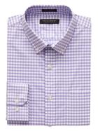 Banana Republic Mens New Slim-fit Tech-stretch Cotton Gingham Shirt Lilac Blush Size Xs