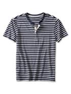 Banana Republic Mens Soft Wash Stripe Henley Tee Size L - Navy