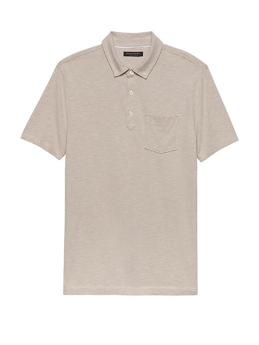 Banana Republic Mens Slim Luxury-touch Stripe Polo Shirt Light Khaki Size M