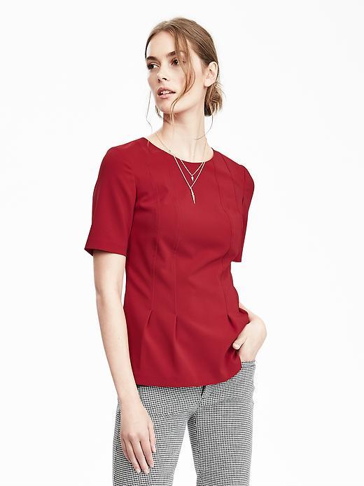 Banana Republic Womens Fit And Flare Peplum Top Size 0 - Modern Red