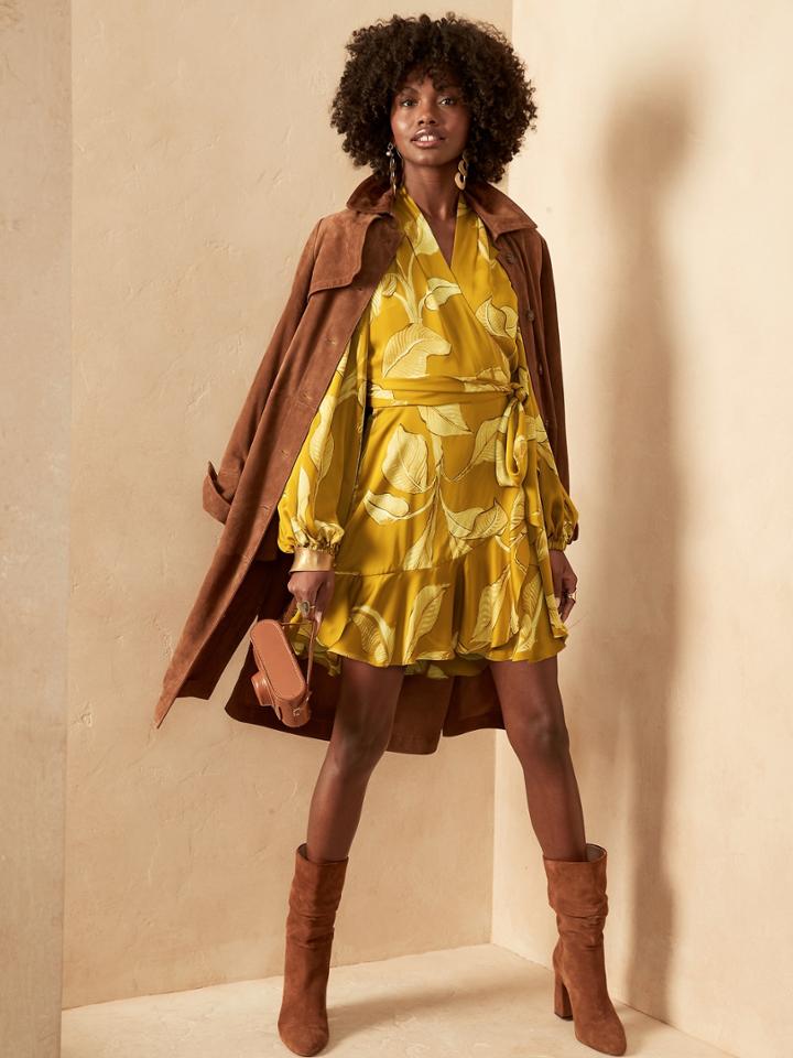 Petite Ruffle Wrap Mini Dress