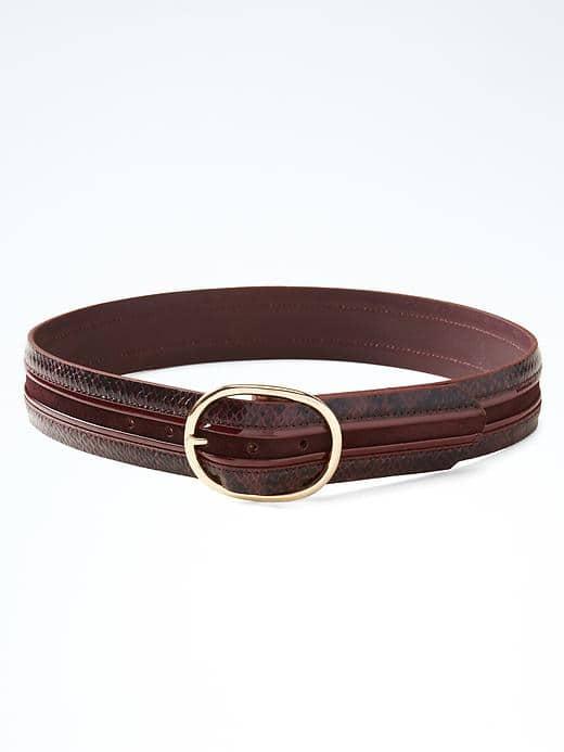 Banana Republic Suede Stripe Belt - Burgundy