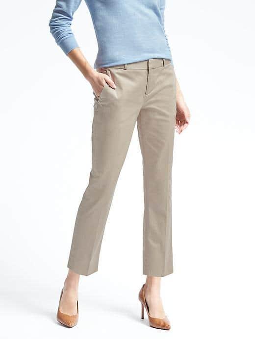 Banana Republic Womens Avery Fit Solid Sateen Pant - Golden Beige