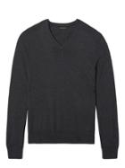 Banana Republic Mens Slim-fit Silk-cotton Cashmere V-neck Sweater Smoke Gray Size Xxl